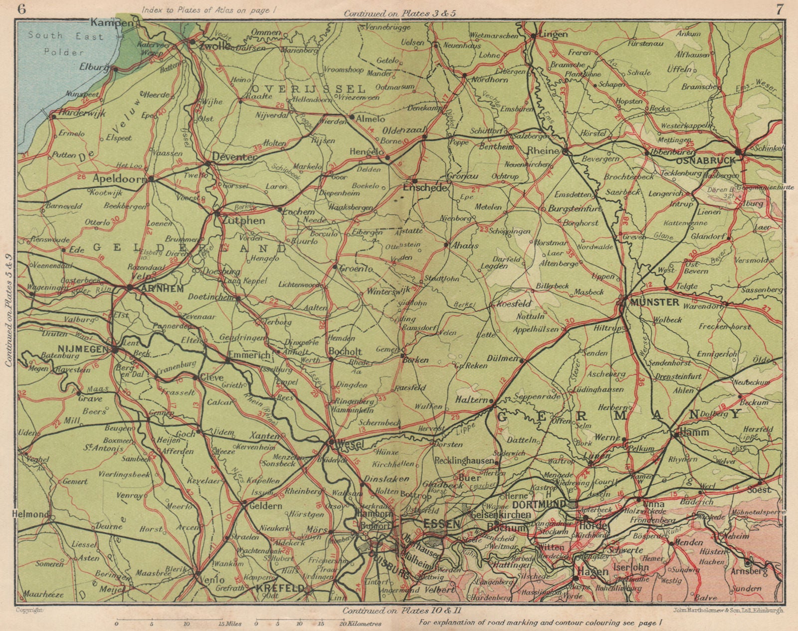 RHINE VALLEY. Vintage map plan. Overijssel Gelderland Germany 1933 old